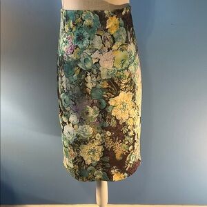 ECI Floral High-Waist, Pull-on Pencil Skirt, Size L